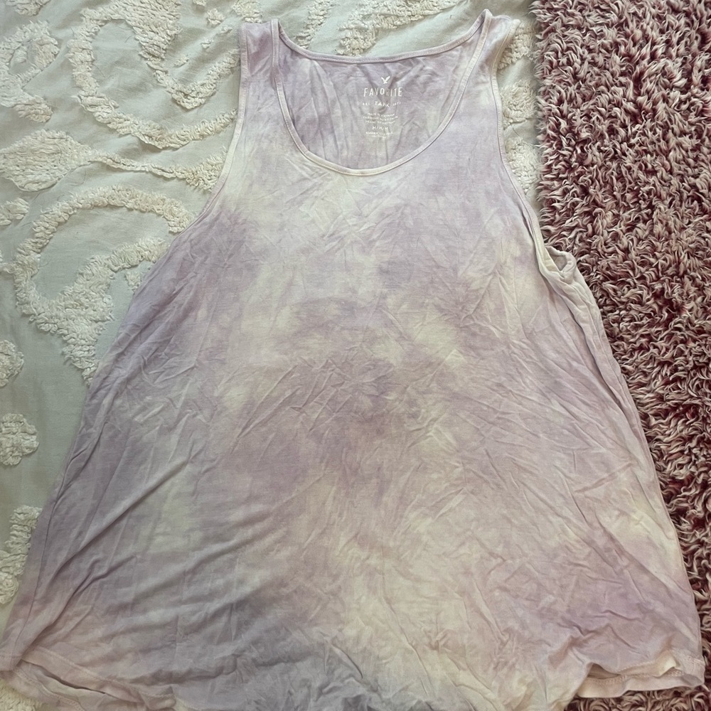 Purple and White Tie-Dyed Tank Top